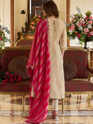 women ethnic motifs embroidered regular beads and stones kurta with trousers & with dupatta 3