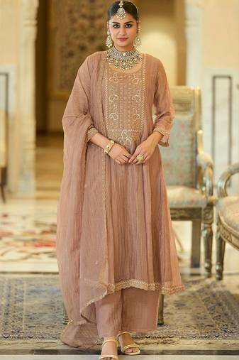 women ethnic motifs embroidered regular sequinned kurta with trousers & with dupatta