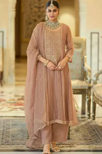 women ethnic motifs embroidered regular sequinned kurta with trousers & with dupatta