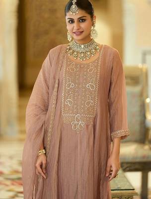 women ethnic motifs embroidered regular sequinned kurta with trousers & with dupatta 2