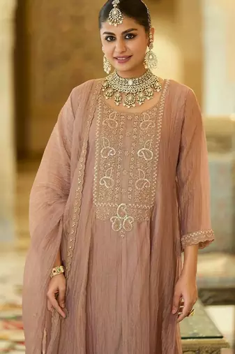 women ethnic motifs embroidered regular sequinned kurta with trousers & with dupatta