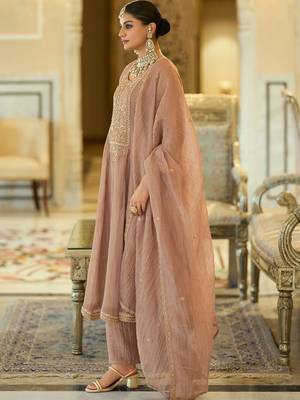 women ethnic motifs embroidered regular sequinned kurta with trousers & with dupatta 3