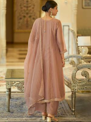 women ethnic motifs embroidered regular sequinned kurta with trousers & with dupatta 7