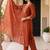 women ethnic motifs embroidered regular thread work kurta with trousers & with dupatta