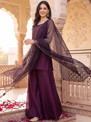 women regular kurta with palazzos & with dupatta 1