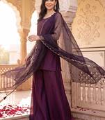 women regular kurta with palazzos & with dupatta