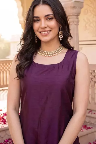 women regular kurta with palazzos & with dupatta