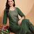 women ethnic motifs embroidered regular thread work kurta with trousers & with dupatta