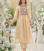 women ethnic motifs embroidered empire patchwork kurta with trousers & with dupatta