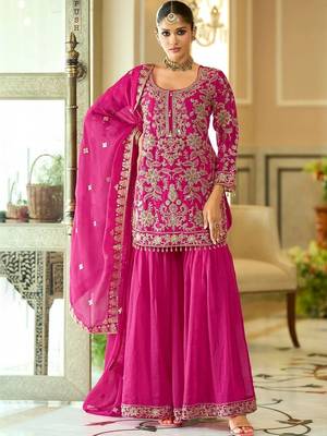 women ethnic motifs embroidered regular kurta with sharara & with dupatta 1