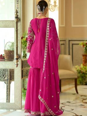 women ethnic motifs embroidered regular kurta with sharara & with dupatta 7