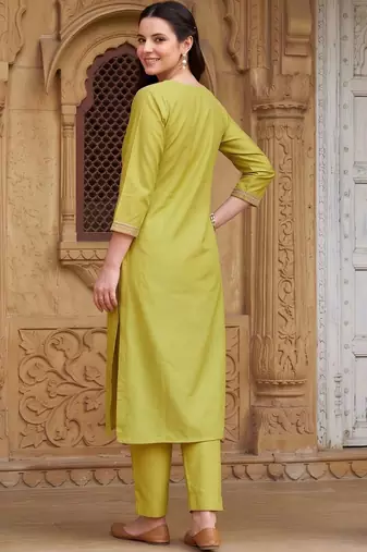 women ethnic motifs embroidered regular thread work liva kurta with trousers & with dupatta