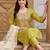 women ethnic motifs embroidered regular thread work liva kurta with trousers & with dupatta