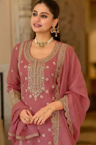 women ethnic motifs embroidered regular kurta with palazzos & with dupatta