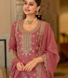 women ethnic motifs embroidered regular kurta with palazzos & with dupatta