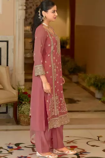 women ethnic motifs embroidered regular kurta with palazzos & with dupatta