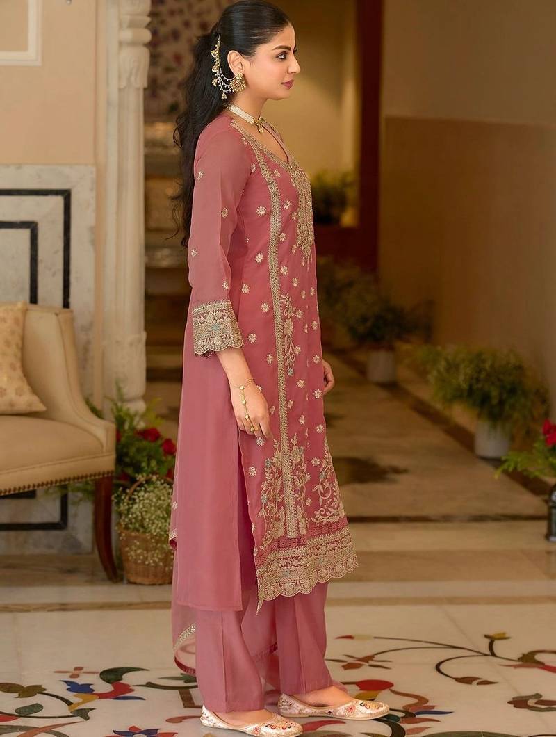 women ethnic motifs embroidered regular kurta with palazzos & with dupatta