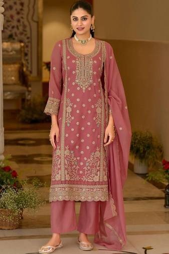 women ethnic motifs embroidered regular kurta with palazzos & with dupatta