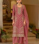 women ethnic motifs embroidered regular kurta with palazzos & with dupatta