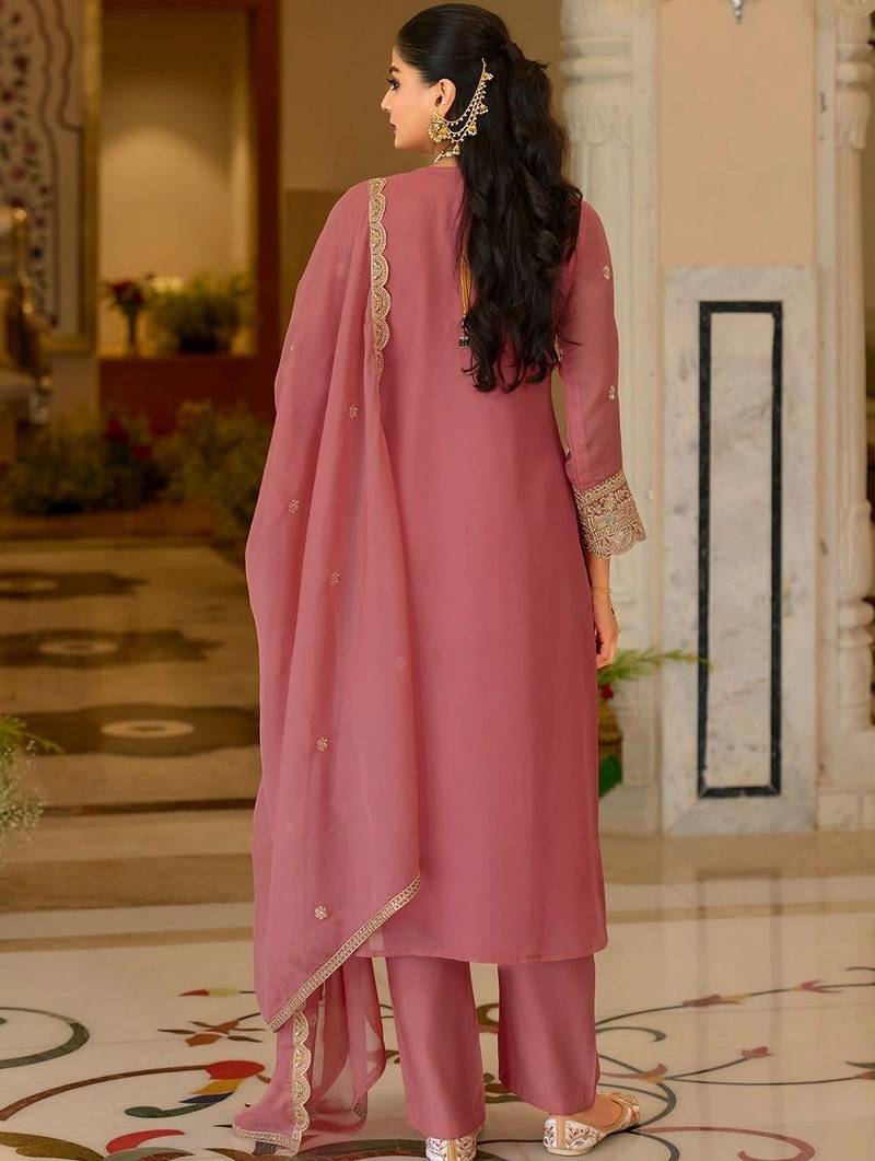 women ethnic motifs embroidered regular kurta with palazzos & with dupatta