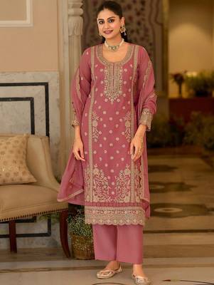 women ethnic motifs embroidered regular kurta with palazzos & with dupatta 7