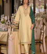 women ethnic motifs embroidered regular thread work kurta with trousers & with dupatta
