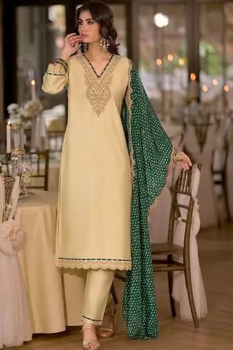 women ethnic motifs embroidered regular thread work kurta with trousers & with dupatta