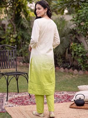 women ethnic motifs embroidered regular thread work cotton kurta with trousers & with dupatta 4