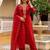 women ethnic motifs embroidered regular thread work liva kurta with palazzos & with dupatta