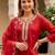 women ethnic motifs embroidered regular thread work liva kurta with palazzos & with dupatta