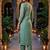 women ethnic motifs embroidered regular thread work kurta with trousers & with dupatta