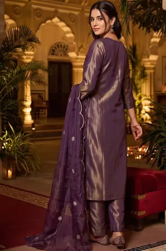 women ethnic motifs embroidered regular thread work kurta with trousers & with dupatta