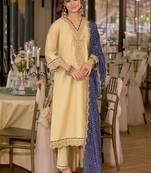 women ethnic motifs embroidered regular thread work kurta with trousers & with dupatta