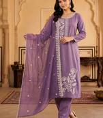 women ethnic motifs embroidered regular thread work kurta with trousers & with dupatta