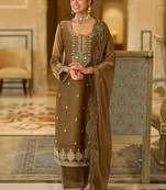women ethnic motifs embroidered regular mirror work kurta with palazzos & with dupatta