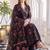 women floral printed angrakha cotton kurta with trousers & with dupatta