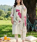 women floral printed regular kurta with trousers & with dupatta