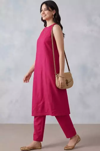 women regular kurta with trousers