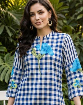 women printed regular cotton kurta with trousers 2