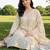 women ethnic motifs embroidered regular thread work kurta with trousers & with dupatta