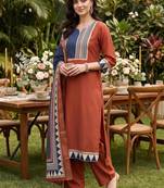 women printed regular liva kurta with palazzos & with dupatta