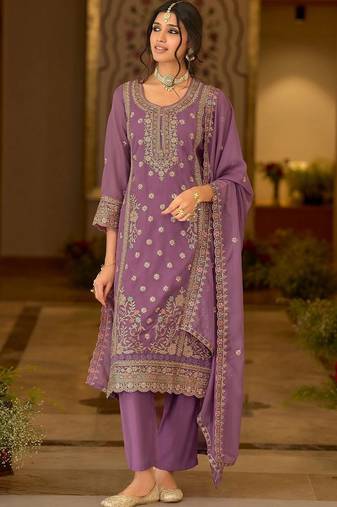 women ethnic motifs embroidered regular thread work kurta with trousers & with dupatta