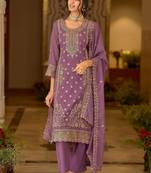 women ethnic motifs embroidered regular thread work kurta with trousers & with dupatta