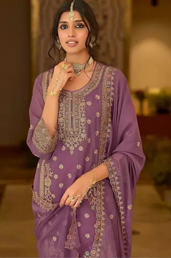 women ethnic motifs embroidered regular thread work kurta with trousers & with dupatta