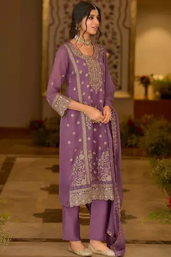 women ethnic motifs embroidered regular thread work kurta with trousers & with dupatta