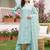 women ethnic motifs embroidered regular thread work kurta with trousers & with dupatta