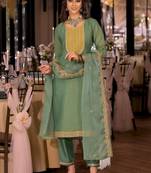 women ethnic motifs embroidered regular sequinned kurta with trousers & with dupatta