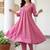 women pleated thread work kurta with trousers