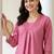 women pleated thread work kurta with trousers