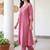 women pleated thread work kurta with trousers